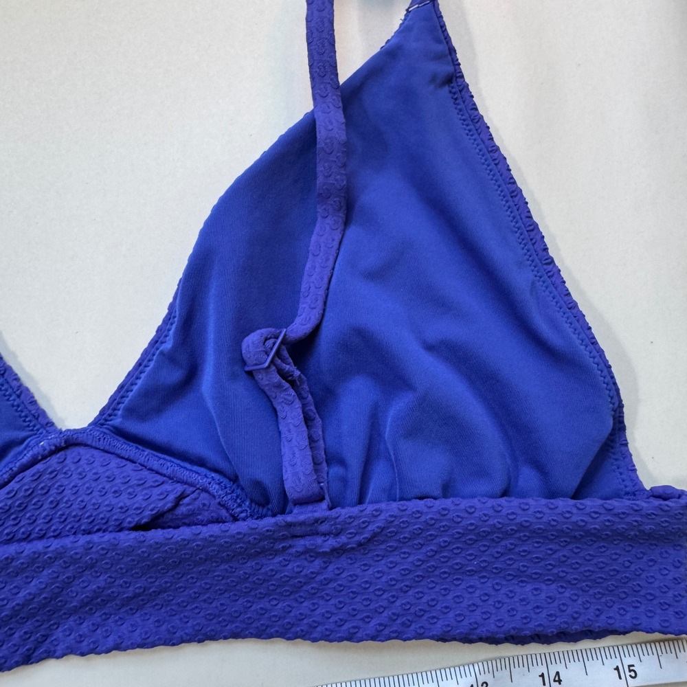 Aerie Real Good Blue Textured Wrap Triangle Bikini Top XXL‎ New With Tags - Picture 5 of 7